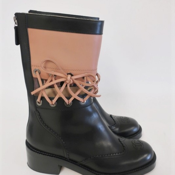 Chanel 16K Runway Lace Up Wingtip CC Boots - Picture 3 of 8